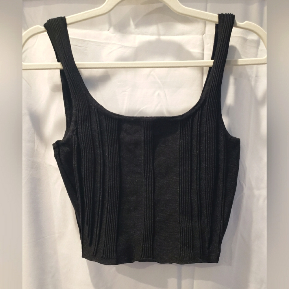 Guess Black Ribbed Tank Top